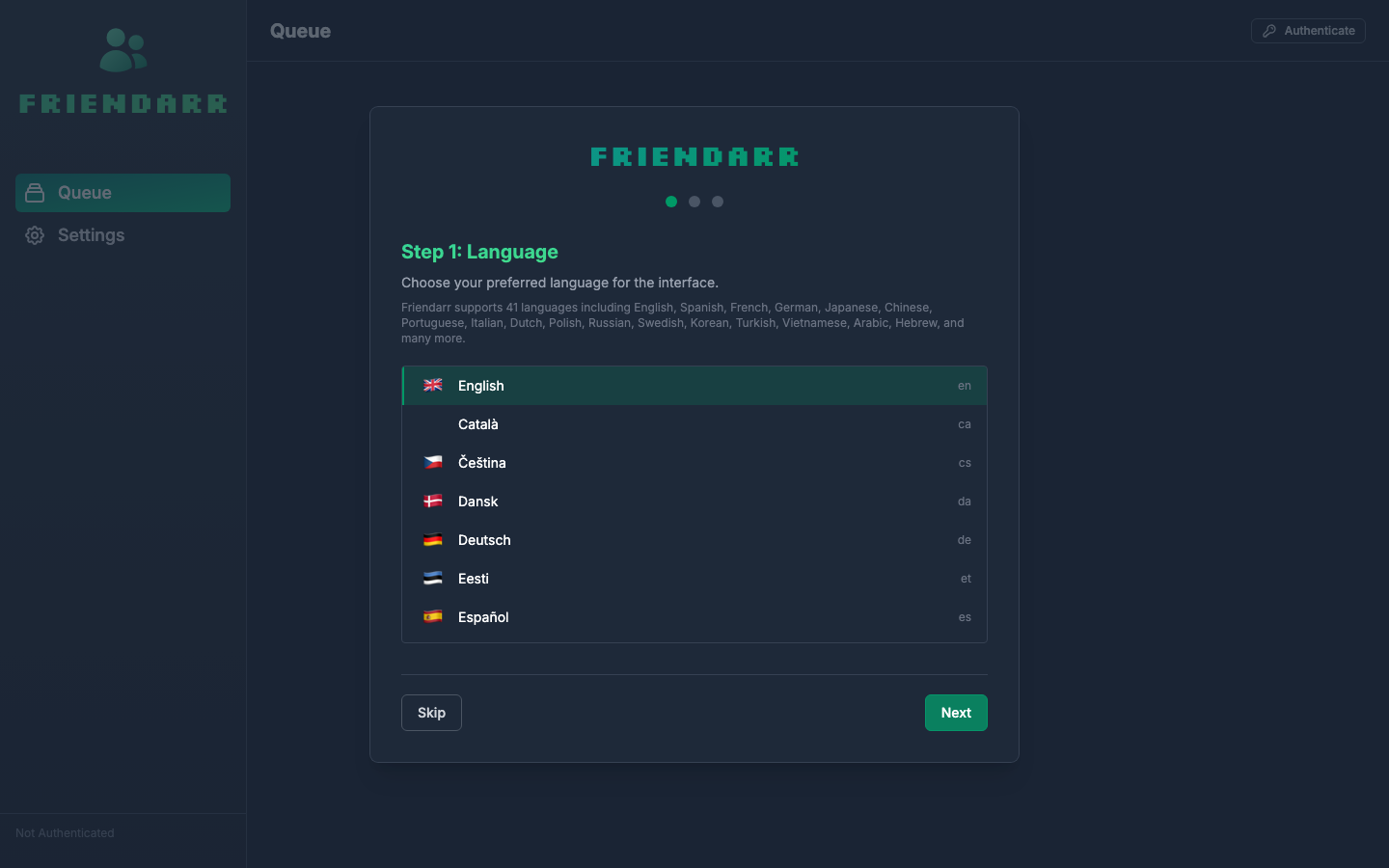 Setup Wizard - Language